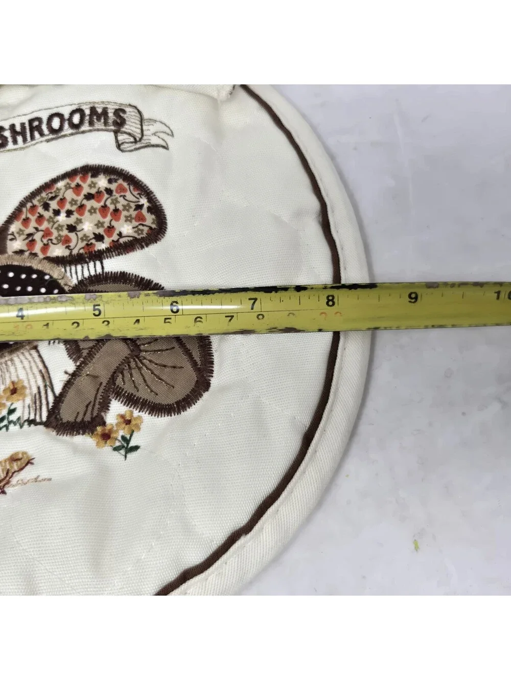Vintage Retro 70’s Mushroom Embroidered Pot Holders Grandma Cottage Core X2